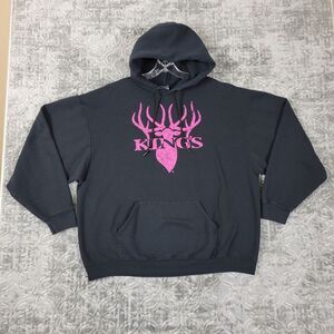 Kings Camo Hoodie Mens 2XL Black Large Hunting Deer Antlers Sweatshirt Pullover